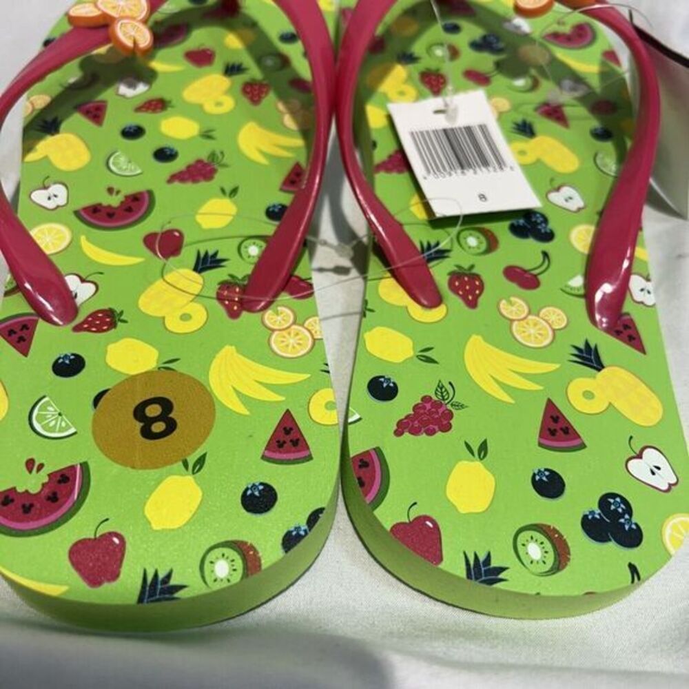 New Authentic Disney World Park Merchandise Mickey Mouse Fruit Flip Flops Wmn 8 - Picture 3 of 6